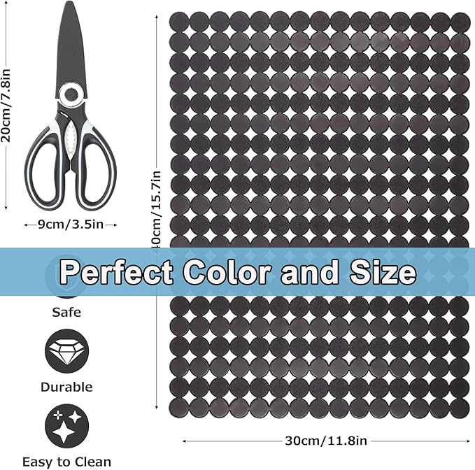 Kitchen Sink Mat for Stainless Steel/Ceramic Sinks,2 Pack Dish Sink Mats for Kitchen Sink with Scissors, Fast Draining,Easy to Clean,DIY Cut,15.7 X 11.8 Inch(Light Black)