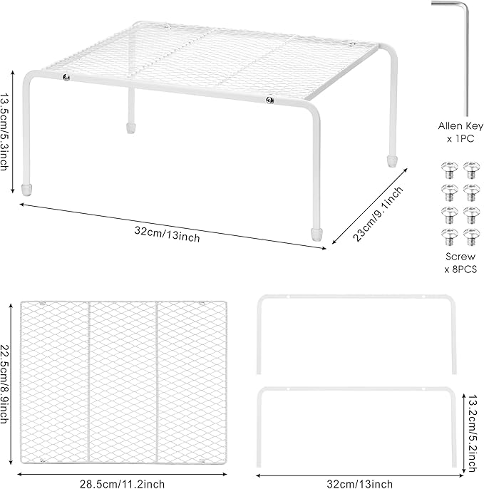 Kitchen Cupboard Organiser-2 Pack Metal Wire Storage Shelf Insert Rack for Kitchen Countertop, Pantry, Cabinet, Fridge