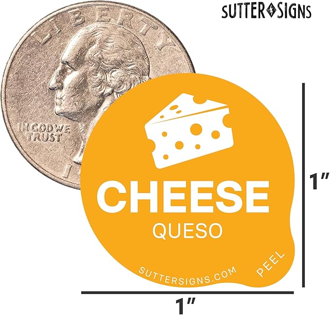 Cheese Food Labels 500 pcs | 1" Dot Bold Sticker Labels for Party Buffet, Delis, Sandwich Shops, Food Containers