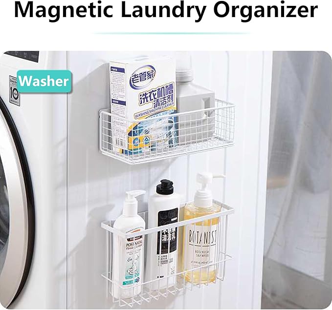 Winbell Magnetic Basket Kitchen Refrigerator Organizer Foil and Plastic Wrap Organizer for Fridge Heavy Duty Metal Storage (10.25" L x 3.2" W x 6" H, Black)