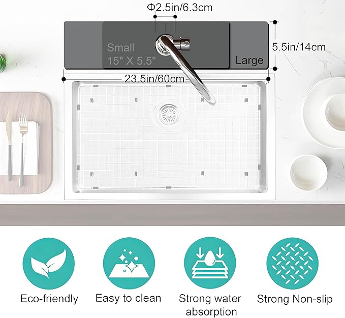 ptmaxs Kitchen Sink Splash Guard Faucet Mat - Super Absorbent Fast Drying Mat, Christmas Tree Pattern, 23.5" x 5.5" Microfiber Diatomite, Dish Drying Mat, 1 PC