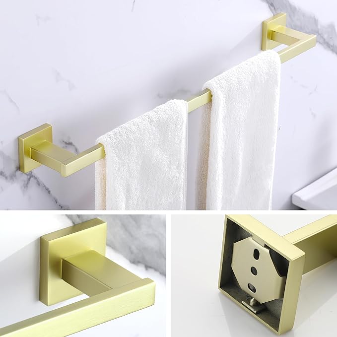 LANC Gold Towel Bars for Bathroom Wall Mounted 20-Inche Brushed Gold Bath Towel Racks Stainless Steel Towel Rod for Bathroom Kitchen Towel Holder Towel Hanger Towel Rail, 2 Pack A9010BG-L5P2