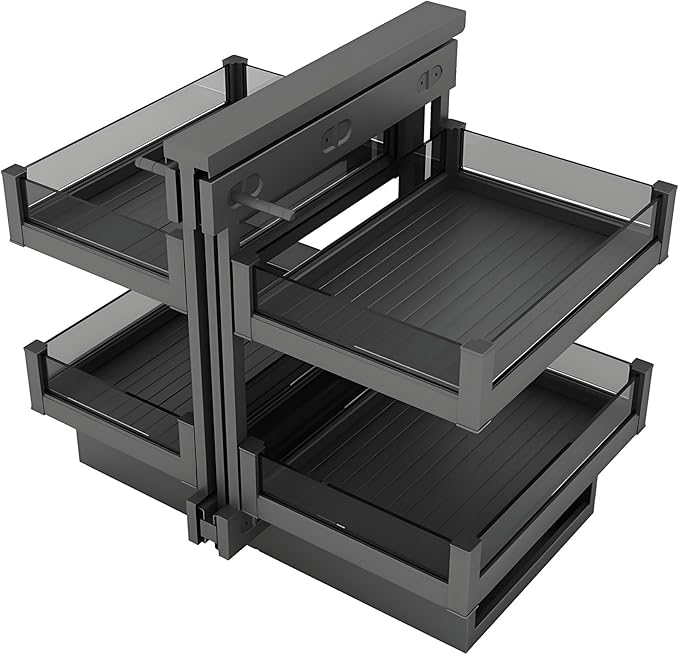 Blind Corner Cabinet Pull Out Organizer, 2-Tier Pull-Out Organizer with 16 Baskets, Corner Pull Out Cabinet with Sliding Design, Left Open & Right Open Compatible