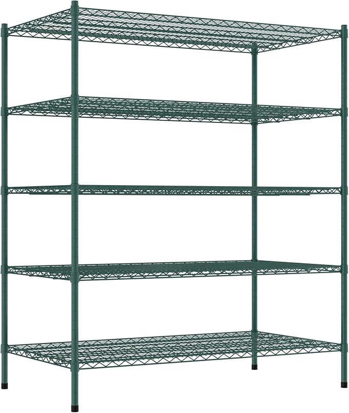 Commercial NSF Listed Green Epoxy Stationary Wire Shelving Kit 30" x 54" x 64", with 5 Shelves Perfect for Warehouse, Walk-in Refrigerator, Freezer, Grocery Store, Restaurant, Dishroom