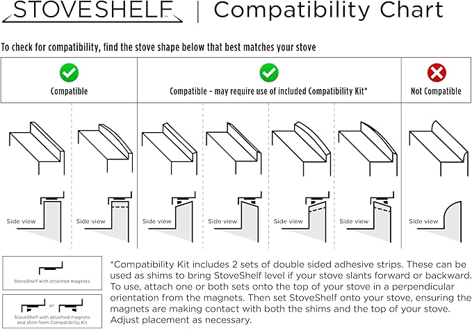 StoveShelf 24" Apartment Length White Magnetic Shelf for Kitchen Stove - Kitchen Storage Solution with Zero Installation - Over Stove Spice Rack Organizer