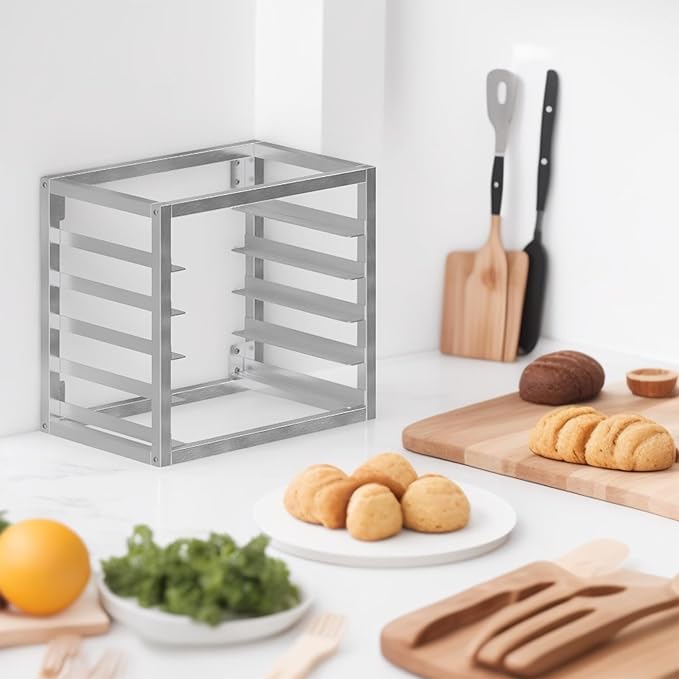 Wall Mounted Aluminum Bun Pan Rack – Holds 5 Half-Size Sheet Pans (21" x 13" x 18") | NSF Certified | Space-Saving Storage for Commercial Kitchens