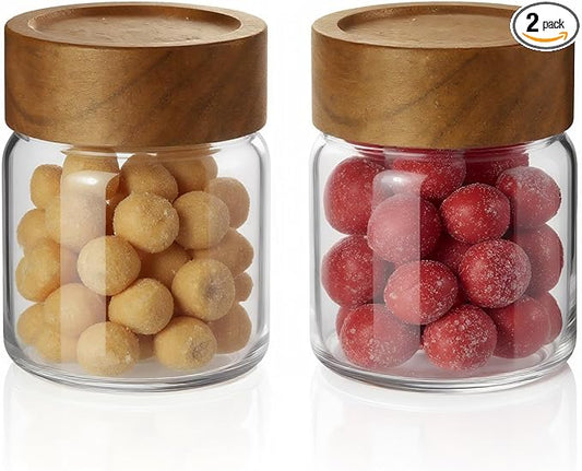 2-Pack 6 oz Glass Canisters with Airtight Sealing Lids - Leakproof Food Mason Jars for Meal Prep, Overnight Oats, Salad Dressings, Yogurt & Spice Storage