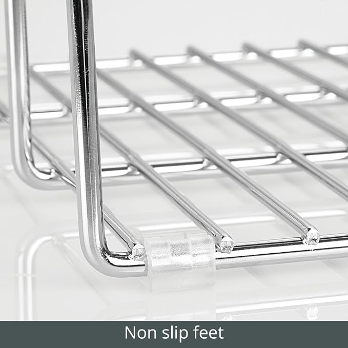 mDesign 3 Slot Tray and Pan Rack — Metal Wire Rack for Pantry and Kitchen Storage — Freestanding Pan Lid Holder Also for Baking Trays and Crockery – Silver