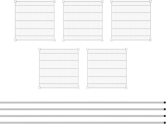 Commercial NSF Listed Chrome Stationary Wire Shelving Kit 24" x 24" x 96", with 5 Shelves Perfect for Warehouse, Walk-in Refrigerator, Freezer, Grocery Store, Restaurant, Dishroom