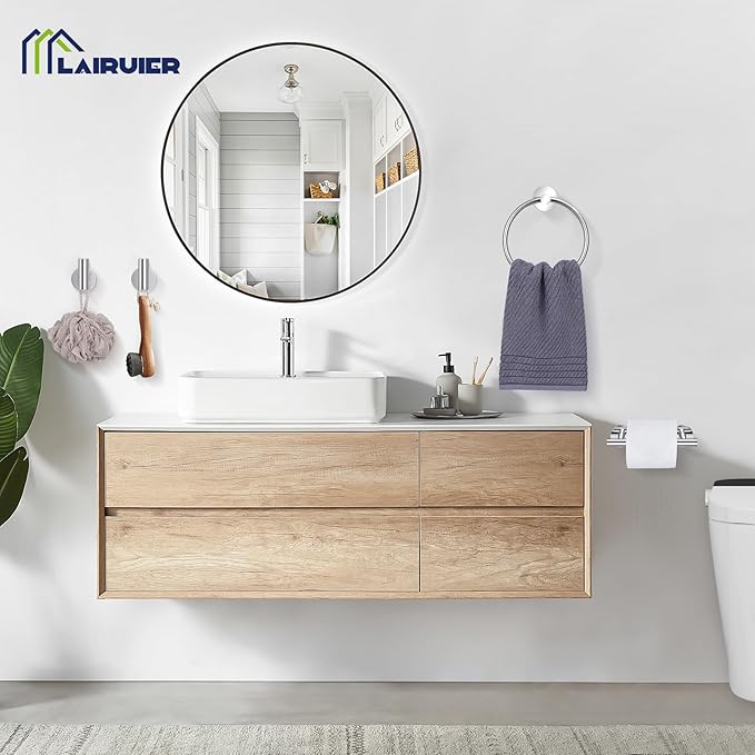 Polished Chrome Bathroom Hardware Set, 4-Piece Towel Holder Set Include Double Bases Toilet Paper Holder,Towel Ring and 2 Towel Hooks Stainless Steel Wall Mounted Bathroom Hardware Accessories Set