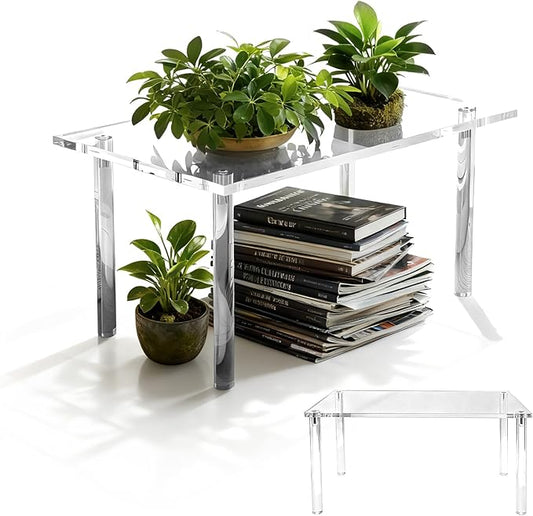 Extra Large 7mm Thick Acrylic Riser Plant Stand,Acrylic Shelf Riser for Plant Organizer,Cupboard Organizers,Perfume Organizer(1 Pcs,15.4×11.8×8in)