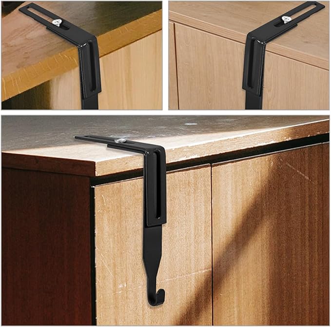 BESPORTBLE 2pcs Adjustable Over Door Cabinet Hooks Heavy Duty Metal Hanging Organizer Multipurpose Hooks for Bedrooms and Cabinets Sturdy Minimalist Design with Flexible Fit