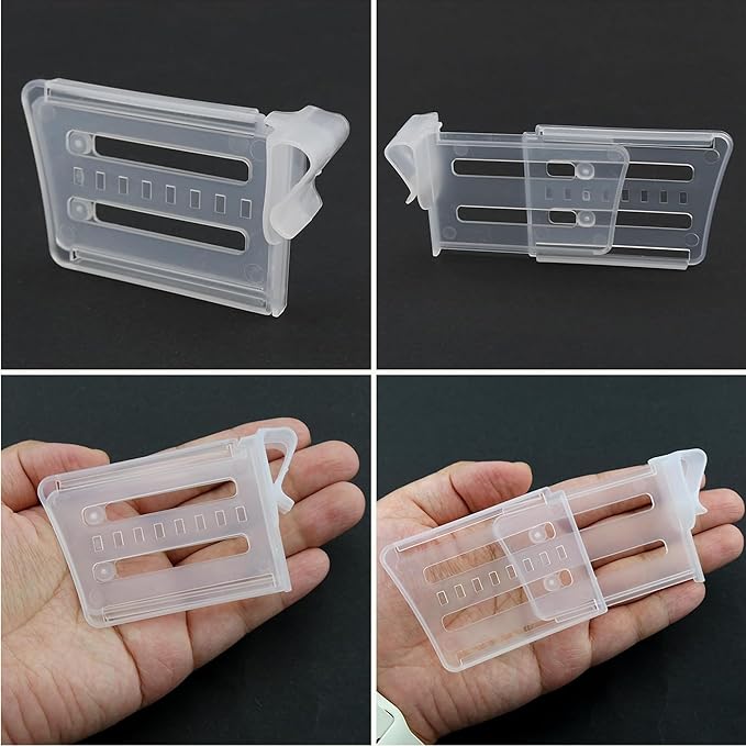 Adjustable Fridge Dividers 12 Pcs Clear Retractable Fridge Drawer Separators Plastic Snap-On Clips for Refrigerator Drawers Cabinet Kitchen Fridges Organizer Clip Expandable from 3.1 to 4.7 Inch