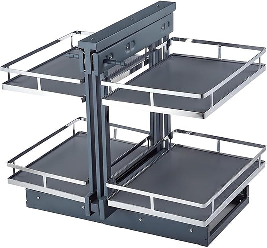 Blind Corner Cabinet Pull Out Organizer, 2-Tier Pull-Out Organizer with 9 Baskets, Corner Pull Out Cabinet with Sliding Design, Left Open & Right Open Compatible
