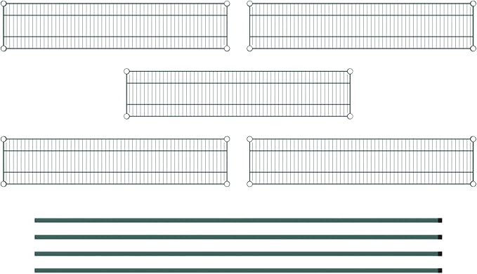 Commercial NSF Listed Green Epoxy Stationary Wire Shelving Kit 12" x 54" x 96", with 5 Shelves Perfect for Warehouse, Walk-in Refrigerator, Freezer, Grocery Store, Restaurant, Dishroom