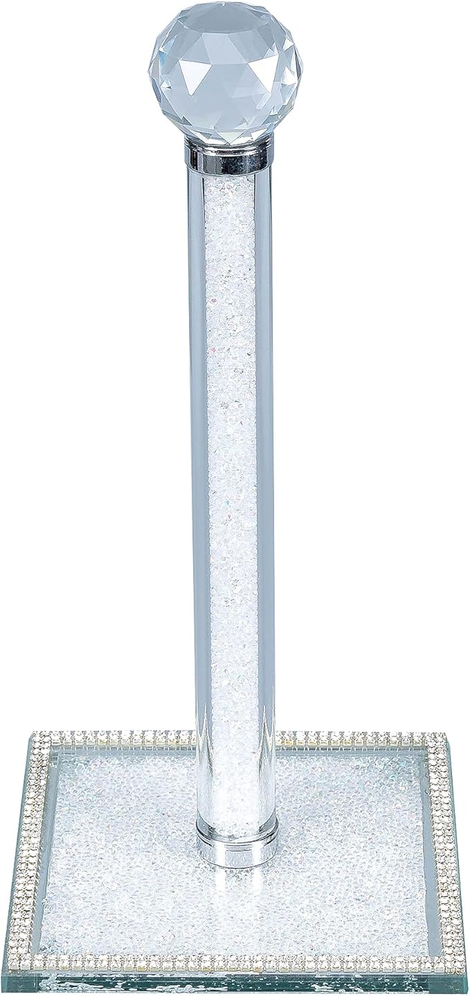 Hochance Multicolor Crystal Standing Paper Towel Roll Holder Countertop Weighted Rack,Glam Cute Bling Rhinestone Jeweled Diamonds Modern Decoration Christmas Housewarming Gifts for Kitchen Home Bar