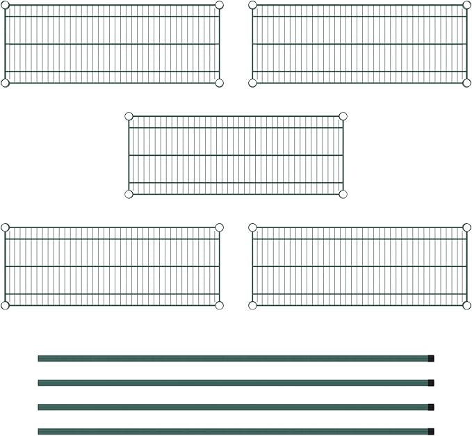Commercial NSF Listed Green Epoxy Stationary Wire Shelving Kit 14" x 36" x 64", with 5 Shelves Perfect for Warehouse, Walk-in Refrigerator, Freezer, Grocery Store, Restaurant, Dishroom