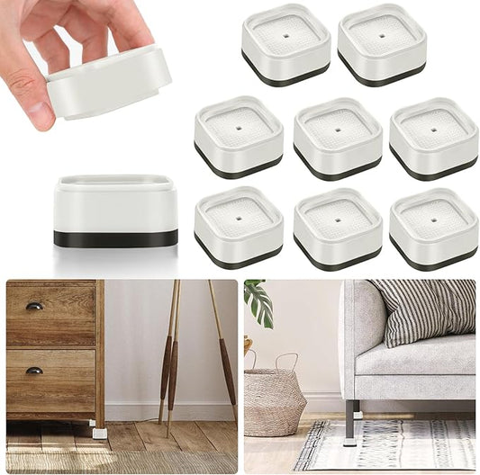 8 Pack Furniture Risers 1 Inch, Adjustable Bed Risers Heavy Duty for Table Desk Couch Chair Sofa Cabinet Bed Legs Dorm, Square Stackable Bed Raisers Blocks Lift Height 1", 2" or 3", White