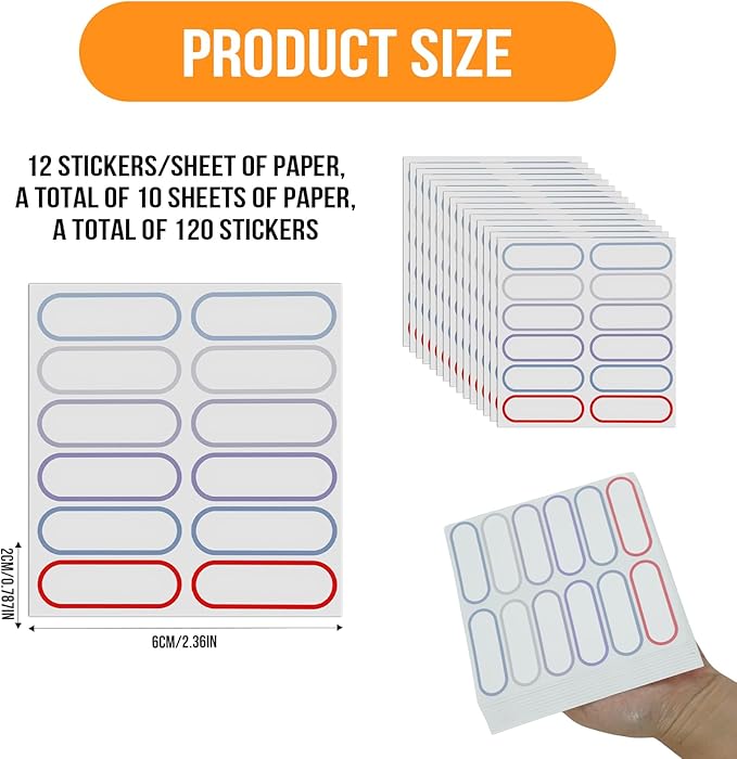 Nextpal 120-Pack Waterproof Name Stickers, Removable Labels for Water Bottles and Food Containers, Self-Laminating Write-On Stickers for Travel and Pantry Organization