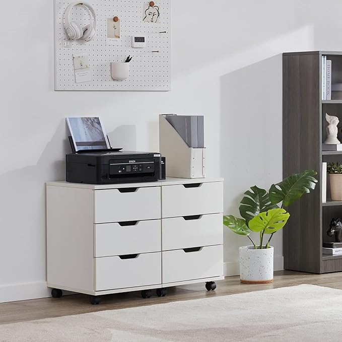 Farini Mobile File Cabinet for Home Office, 3 Drawer Chest Wood, Drawers Unit for Under Desk, Storage Drawers Cabinet White