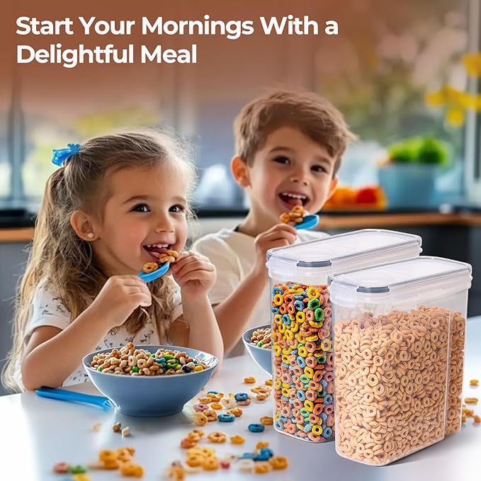 ComSaf Cereal Containers Storage Set (6L/4Lx2), Airtight Food Storage Containers for Pet Food Nuts,Cereal Dispenser for Kitchen Pantry Organization