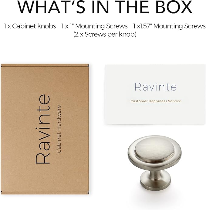 Ravinte 1 Pack Brushed Nickel Cabinet Pulls 1-1/4 inch Kitchen Cabinet Knobs Drawer Knobs Dresser Drawer Pulls Door Dresser Handles for Cupboard