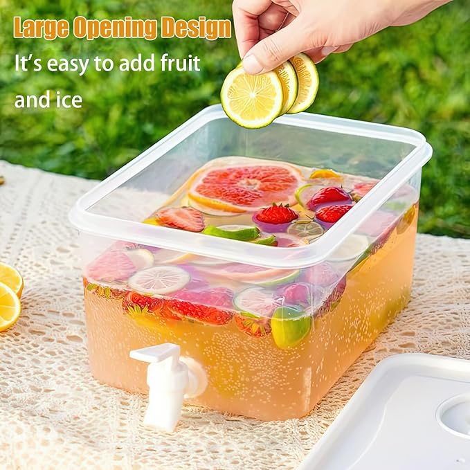 1 Gallon Beverage Drink Dispenser for Fridge, Plastic Beverage Dispenser with Spigot，Juice Container Sealed with Filter Screen，Cold Hot Drink Jug for Christmas Party Supplies (2PCS 1Gallon)