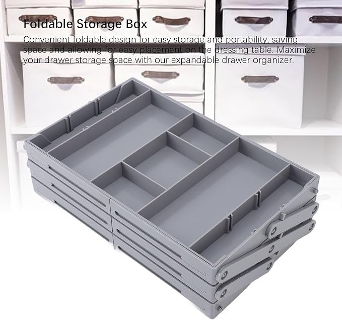 Drawer Organizer, Expandable Foldable Versatile Bathroom and Vanity Desk Drawer Organizer Trays, Plastic Storage for Makeup, Bedroom, Jewelry, Kitchen Utensils and Office (3
