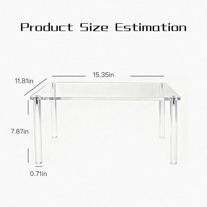 Extra Large 7mm Thick Acrylic Riser Plant Stand,Acrylic Shelf Riser for Plant Organizer,Cupboard Organizers,Perfume Organizer(1 Pcs,15.4×11.8×8in)