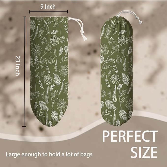 Antique Herbs Garbage Bag, Reusable Plastic Bags Organizer, Shopping Trash Bag Storage Container Dispensers, Kitchen Housewarming Gifts for Women Family Friends Grandma Mom