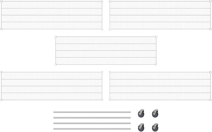 Commercial NSF Listed Chrome Mobile Wire Shelving Kit 21" x 72" x 60", with 5 Shelves Perfect for Warehouse, Walk-in Refrigerator, Freezer, Grocery Store, Restaurant, Dishroom