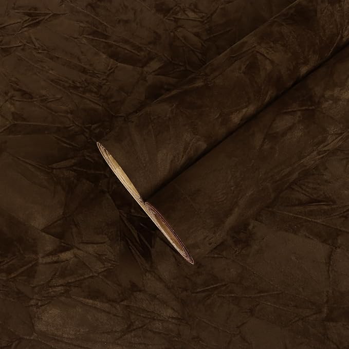 CHIHUT Brown Velvet Wallpaper Peel and Stick Self Adhesive Felt Drawer Liner for Dresser Jewelry Box Creased Textured Velvet Flocking Liner for Shelf Drawer Soft Crushed Fabric Lining Roll 12"x472"