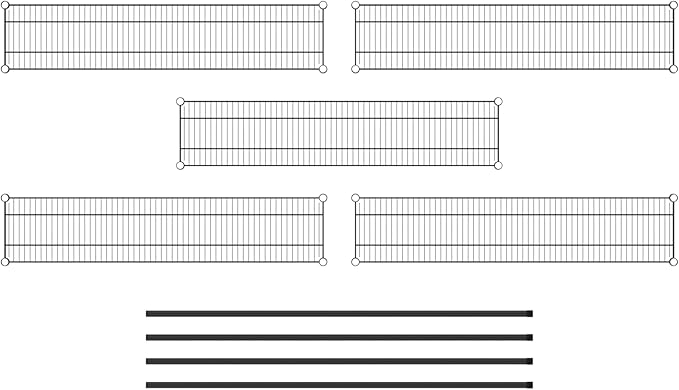 Commercial NSF Listed Black Epoxy Stationary Wire Shelving Kit 12" x 54" x 64", with 5 Shelves Perfect for Warehouse, Walk-in Refrigerator, Freezer, Grocery Store, Restaurant, Dishroom