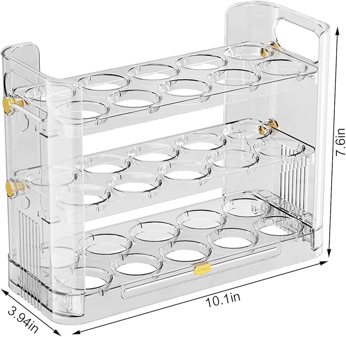 Hooshion Reversible Egg Holder for Refrigerator and Countertop - Clear 30-Egg Storage Tray