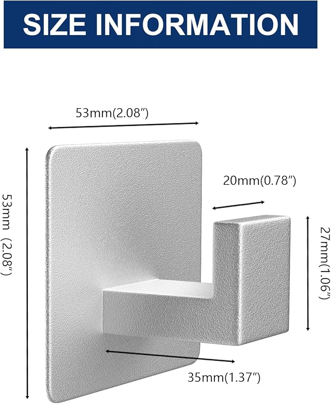 VAEHOLD 4 Pack Adhesive Towel Hooks, Heavy Duty Wall Hooks Aluminum Hooks Stick on Door, Kitchen, Bathroom for Hanging Coat, Hat, Towel, Robe, Clothes (Silver)