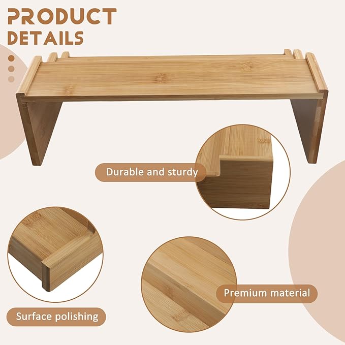 3-Tier Non-Expandable Bamboo Spice Rack Step Shelf Cabinet Organizer