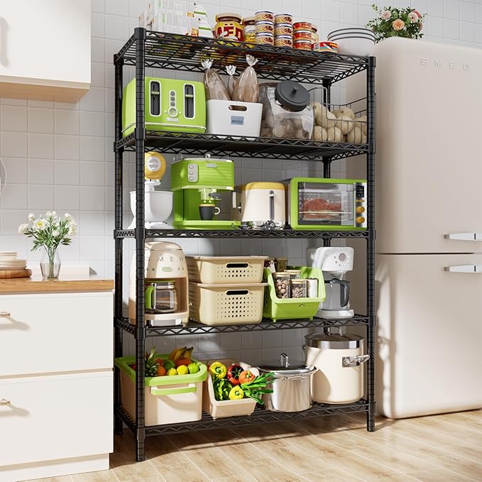 MODCART Storage Shelves, 3 PCS 36" L x 14" W x 72" H Heavy Duty Garage Wire Shelving Unit Loads 1750LBS, 5-Tier Adjustable Metal Industrial Utility Shelf Rack for Kitchen, Laundry Room, Basement