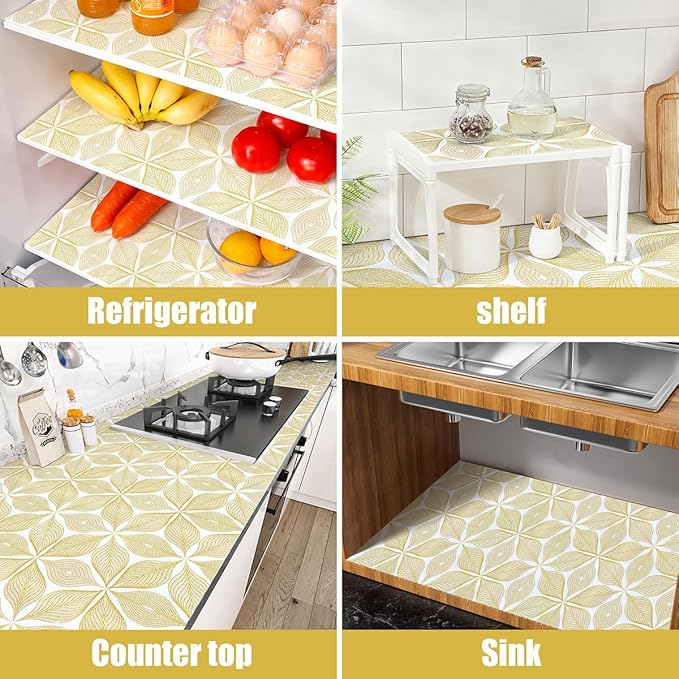 Drawer and Shelf Liner for Kitchen Cabinets Non Adhesive Cabinet Liner Strong Grip Waterproof Kitchen Drawer Liner for Shelves,Refrigerator,Dresser,Cupboard Liners,Easy to Clean 12In x 20Ft