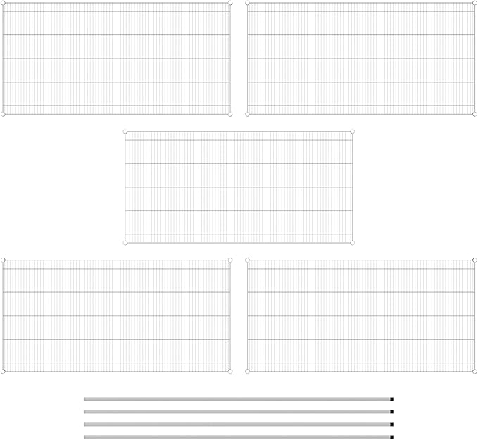 Commercial NSF Listed Chrome Stationary Wire Shelving Kit 36" x 72" x 96", with 5 Shelves Perfect for Warehouse, Walk-in Refrigerator, Freezer, Grocery Store, Restaurant, Dishroom