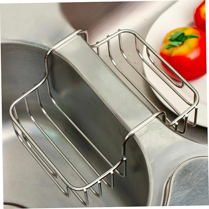 Stainless Steel Sponge Holder, Double Sided Sink Caddy for Brushes & Utensils, Kitchen Organizer