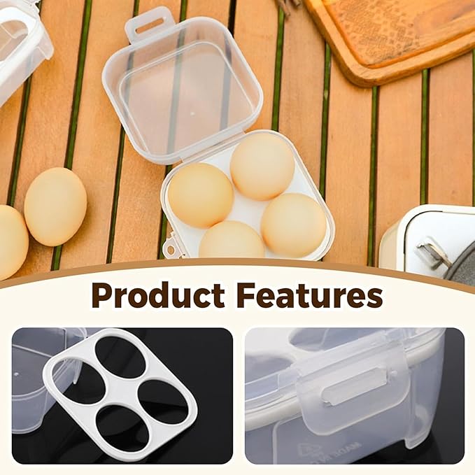 2 PCS Camping Egg Container, Portable Eggs Carrier for Outdoor, Hiking, Kitchen, Refrigerator, Trekking with Removable Dividers (8-Compartment)