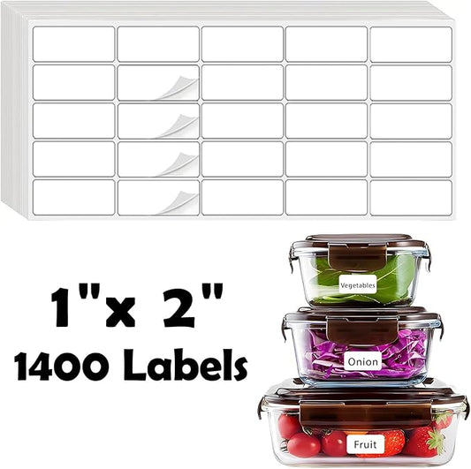 Homrelaxy 1400Pcs 1"x2" Blank Removable Freezer Labels, No Residue Food Labels, Waterproof & Oil-Resistant & Tear-Resistant Stickers for Food Containers, Jars, Pantry Organization