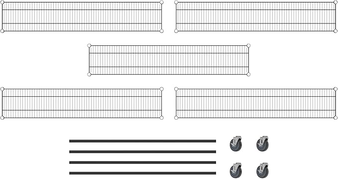 Commercial NSF Listed Black Epoxy Mobile Wire Shelving Kit 12" x 60" x 60", with 5 Shelves Perfect for Warehouse, Walk-in Refrigerator, Freezer, Grocery Store, Restaurant, Dishroom