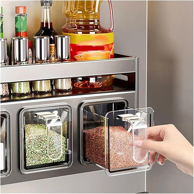 Spice shelf, 1 Equipped Kitchen Seasoning Shelf, No Drilling, Wall Hanging, Countertops, Cabinets, Multi-Functional Storage,kitchen