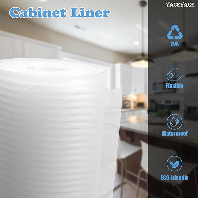 YACEYACE Shelf Liners for Cabinets and Drawers, 17.7 in x 20FT Drawer Liner, Non-Slip, Non-Adhesive Waterproof Mats for Protection Desk, Table