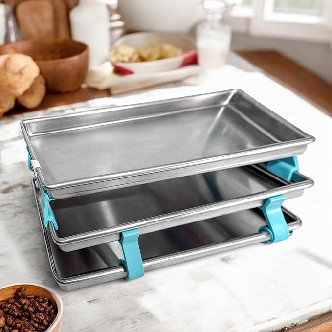 16 PCS Large Cookie Sheet Stackers, Stackable Baking Sheet Holders Reusable Stacking Clips Dividers for Cake Pan, Cooling Rack, Meal Prep, Freeze Dryer Trays Space-Saving Suitable for Home Kitchen