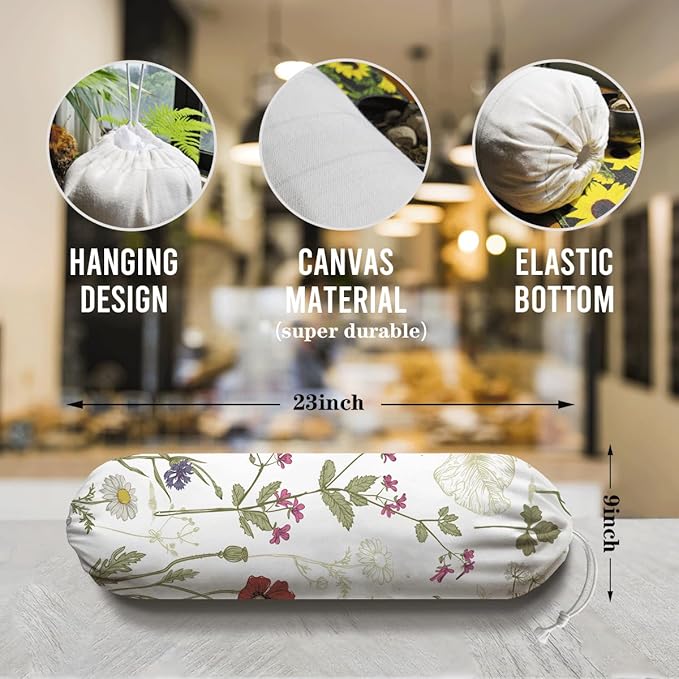 Spring Summer Garbage Bag, Wall Mount Flower Trash Bags Organizer, Kitchen Pantry Hanging Decor, Kitchen Housewarming Gifts for Women Family Friends Grandma Mom
