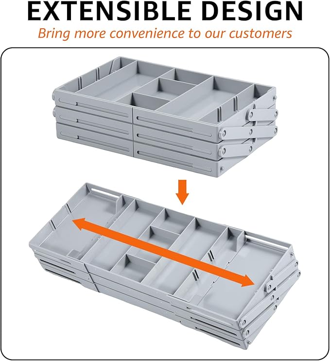 Multi Level Drawer Organizer,Collapsible Drawer Organizer,2/3 Drawer Organizer Multi Level Drawer Organizer with Adjustable Compartments Versatile Expandable Desk Organizer Trays (B)