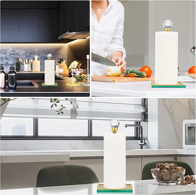 Gold Paper Towel Holder Stand Crystal Paper Towel Holder Countertop Bling Kitchen Accessories