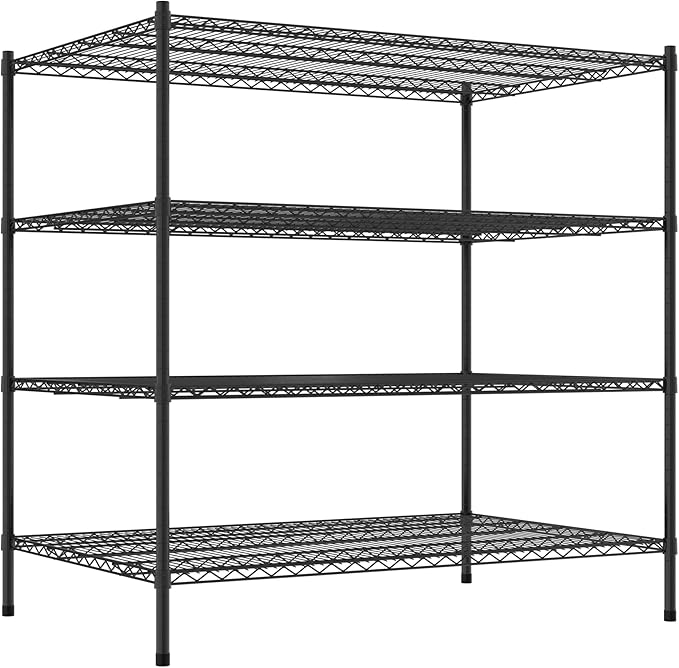 Commercial NSF Listed Black Epoxy Stationary Wire Shelving Kit 36" x 54" x 54", with 4 Shelves Perfect for Warehouse, Walk-in Refrigerator, Freezer, Grocery Store, Restaurant, Dishroom